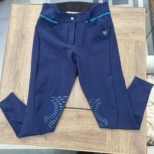 Navy Blue Riding Pants with Teal Accents